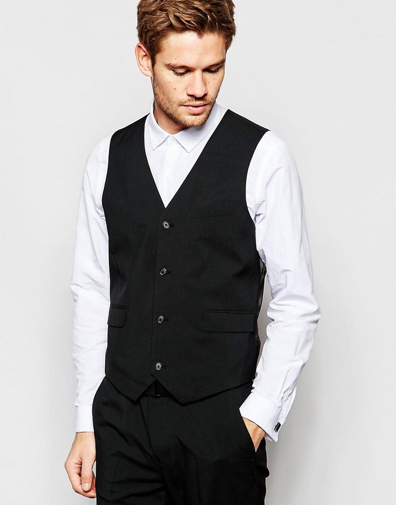 ASOS Slim Vest with Stretch in Black