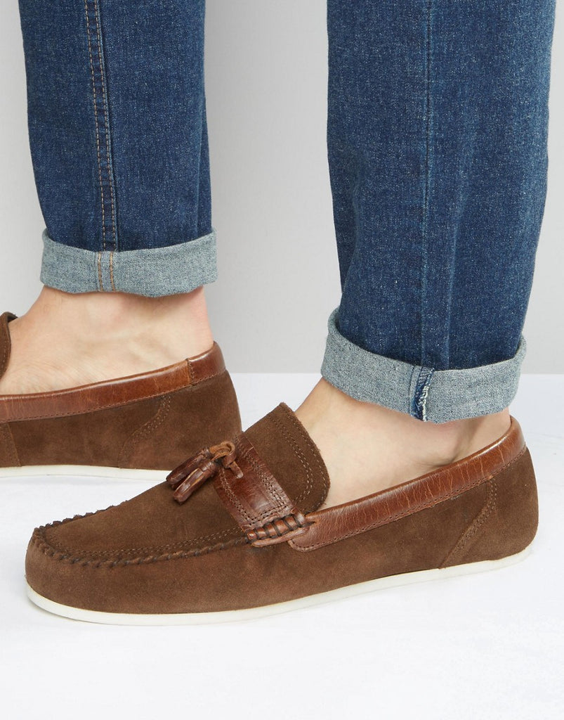 Red Tape Loafers In Brown Suede