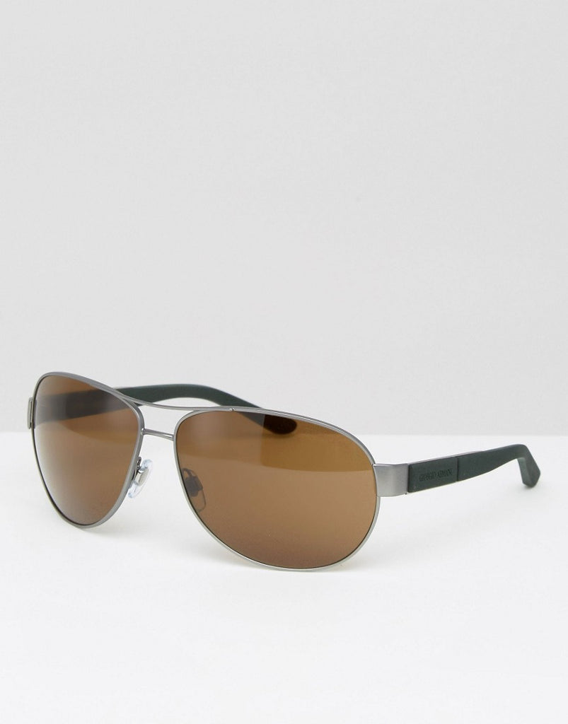 Giorgio Armani Aviator Sunglasses Gunmetal