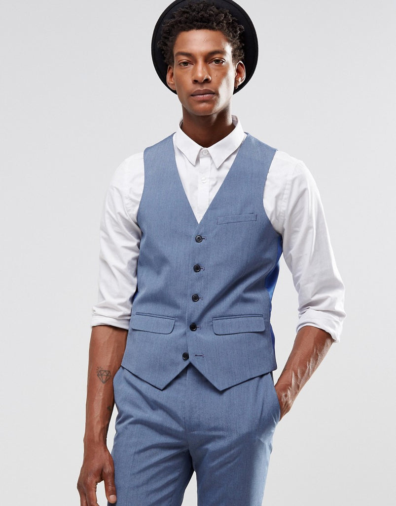 Harry Brown Slim Fit Vest in Light Blue