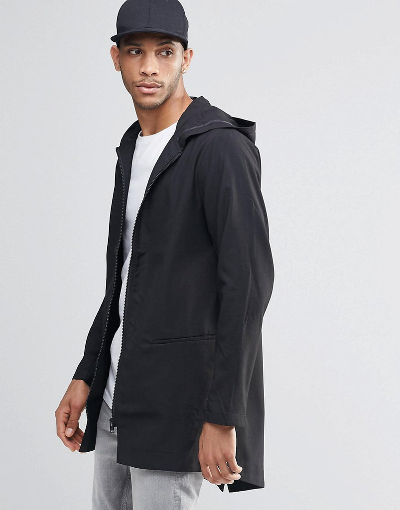 Pull&Bear Lightweight Parka In Black