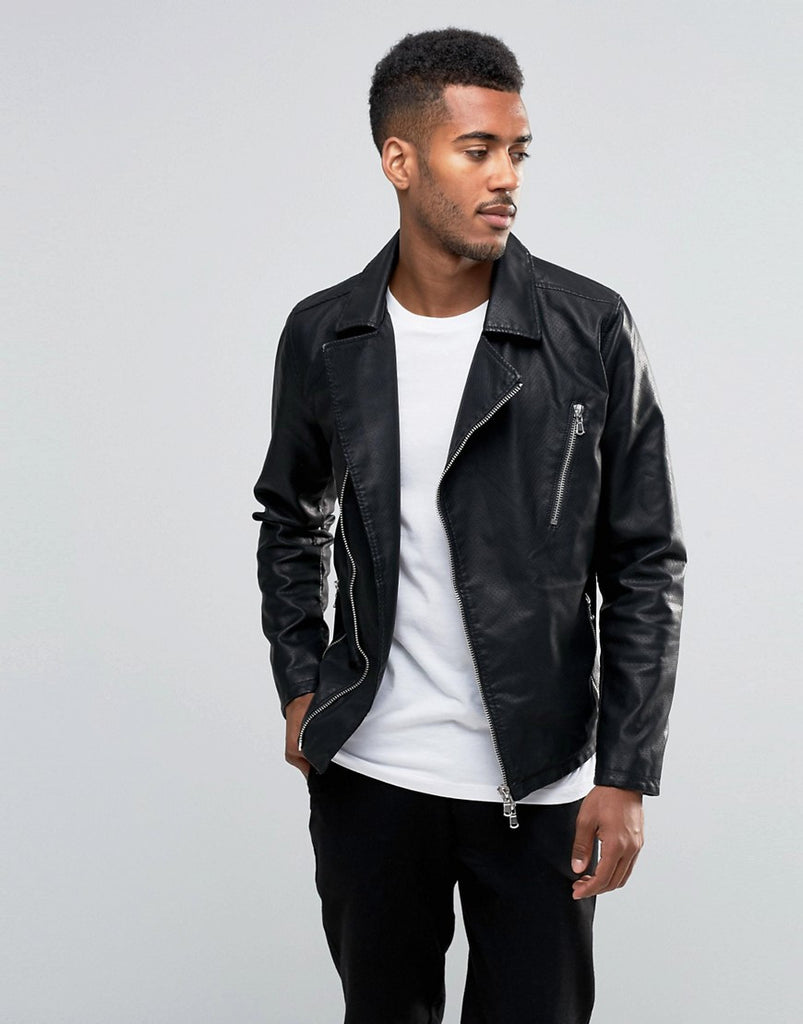 Jack & Jones Premium Leather Look Cross Zip Jacket