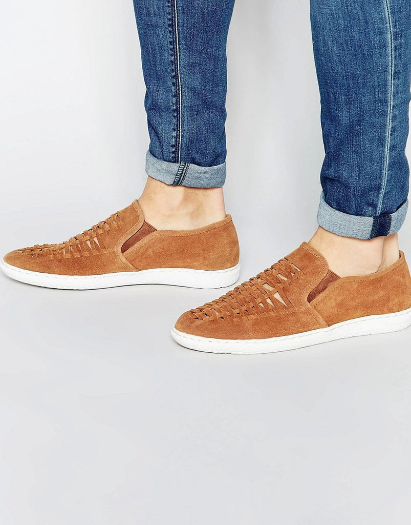 Frank Wright Woven Slip On Sneakers In Suede