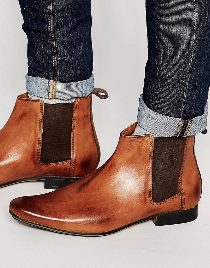 Frank Wright Chelsea Boots In Tan Leather