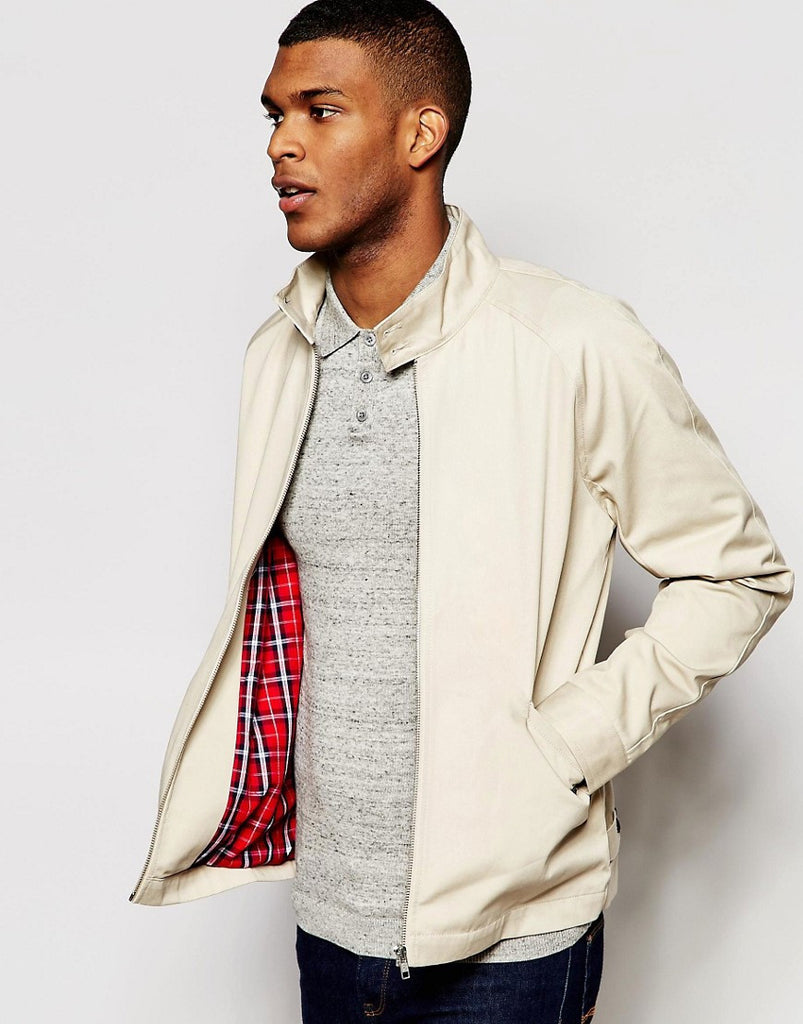 ASOS Harrington With Funnel Neck In Stone