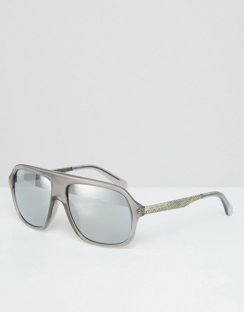 Calvin Klein Aviator Sunglasses In Gray
