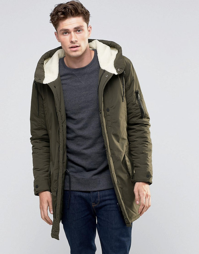 Brave Soul Sherpa Lined Hooded Parka Jacket
