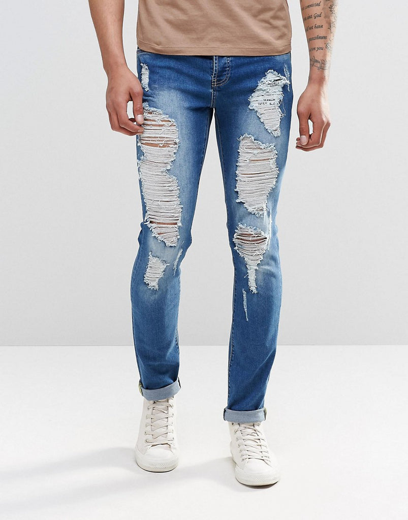 Sixth June Skinny Jeans With Extreme Distressing