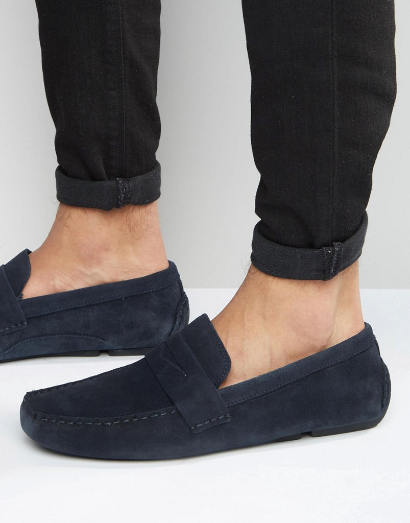 Red Tape Driving Shoes In Navy Suede