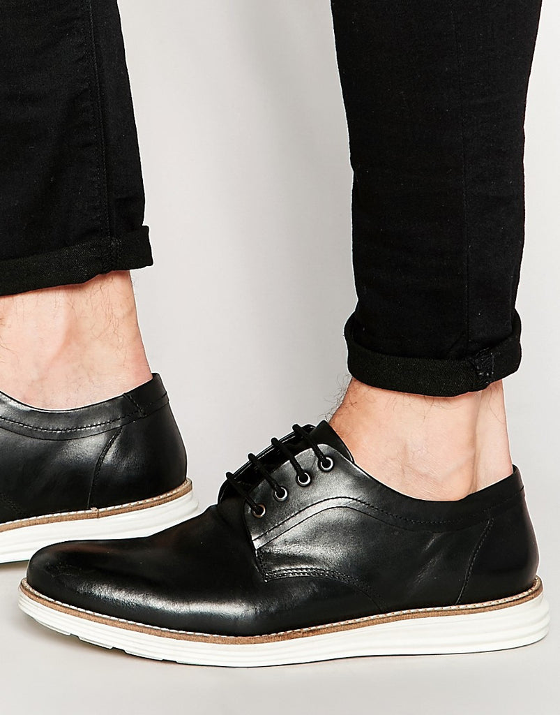 Dune Derby Shoes In Black Leather