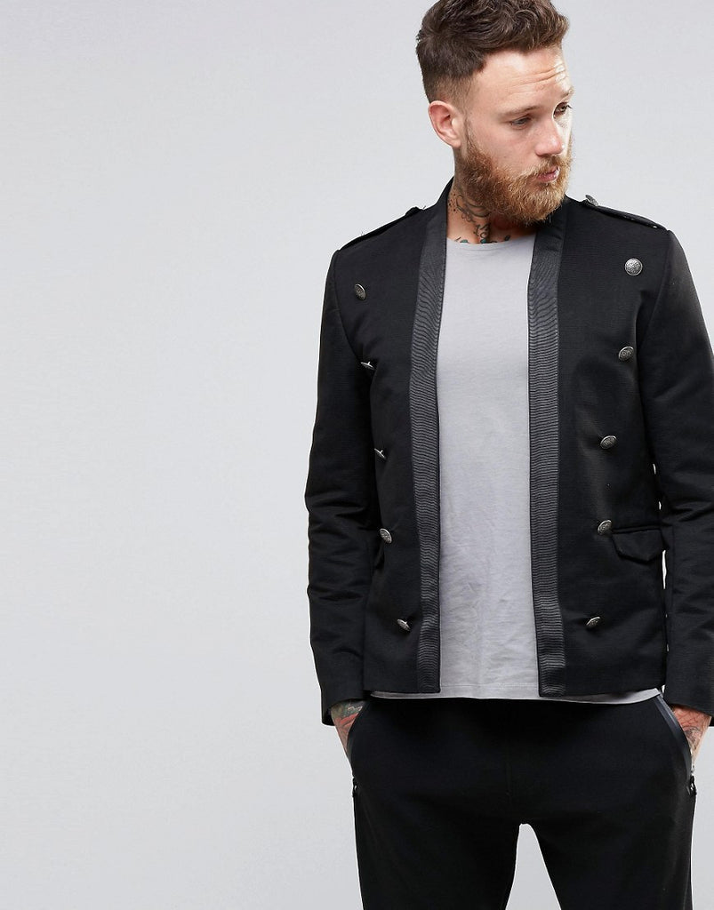 ASOS Slim Military Jacket in Black