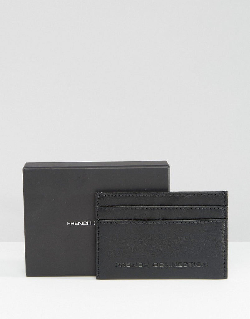 French Connection Leather Card Holder With Embossed Logo