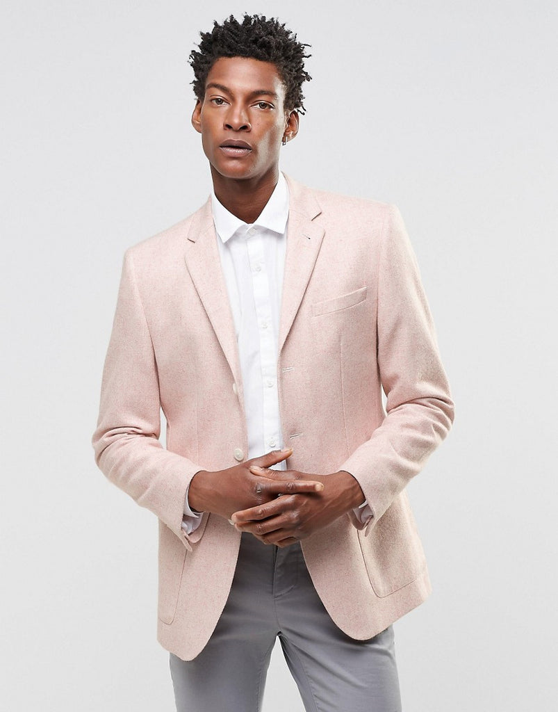 ASOS Slim Blazer in Pink Tweed