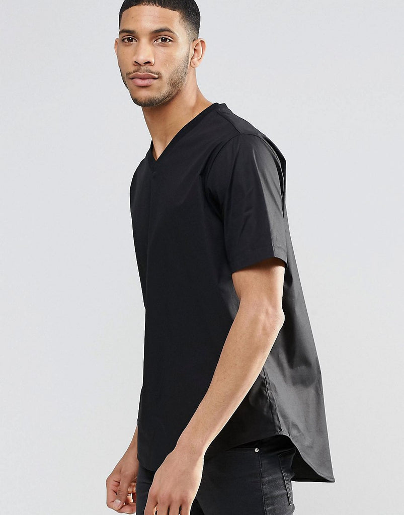 ASOS Black T-Shirt With Rib V Neck