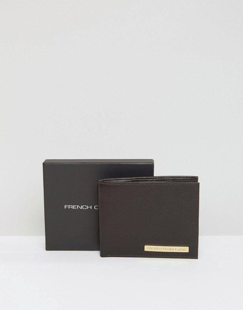 French Connection Leather Wallet With Metal Bar