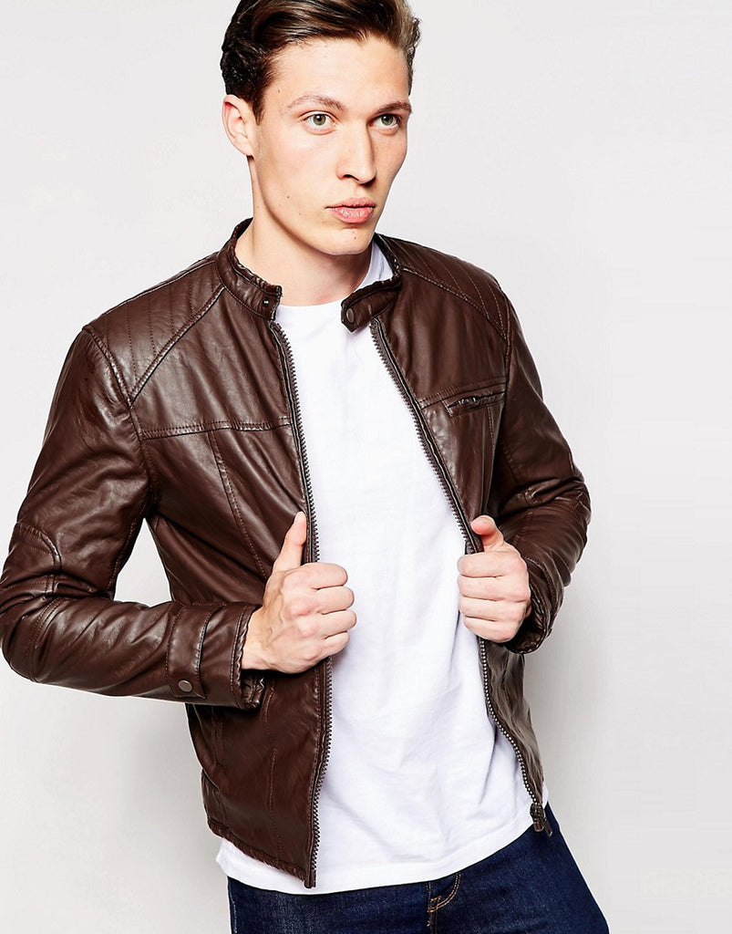 Barney's Leather Look Biker Jacket