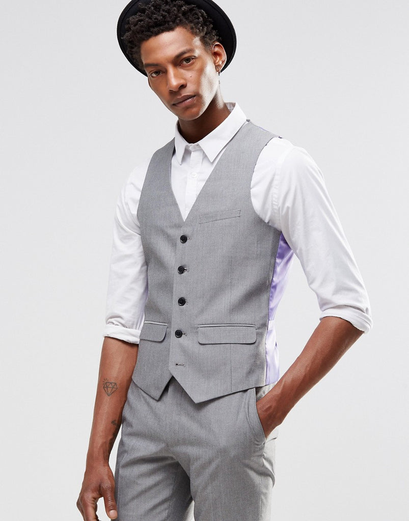 Harry Brown Slim Fit Vest in Light Gray