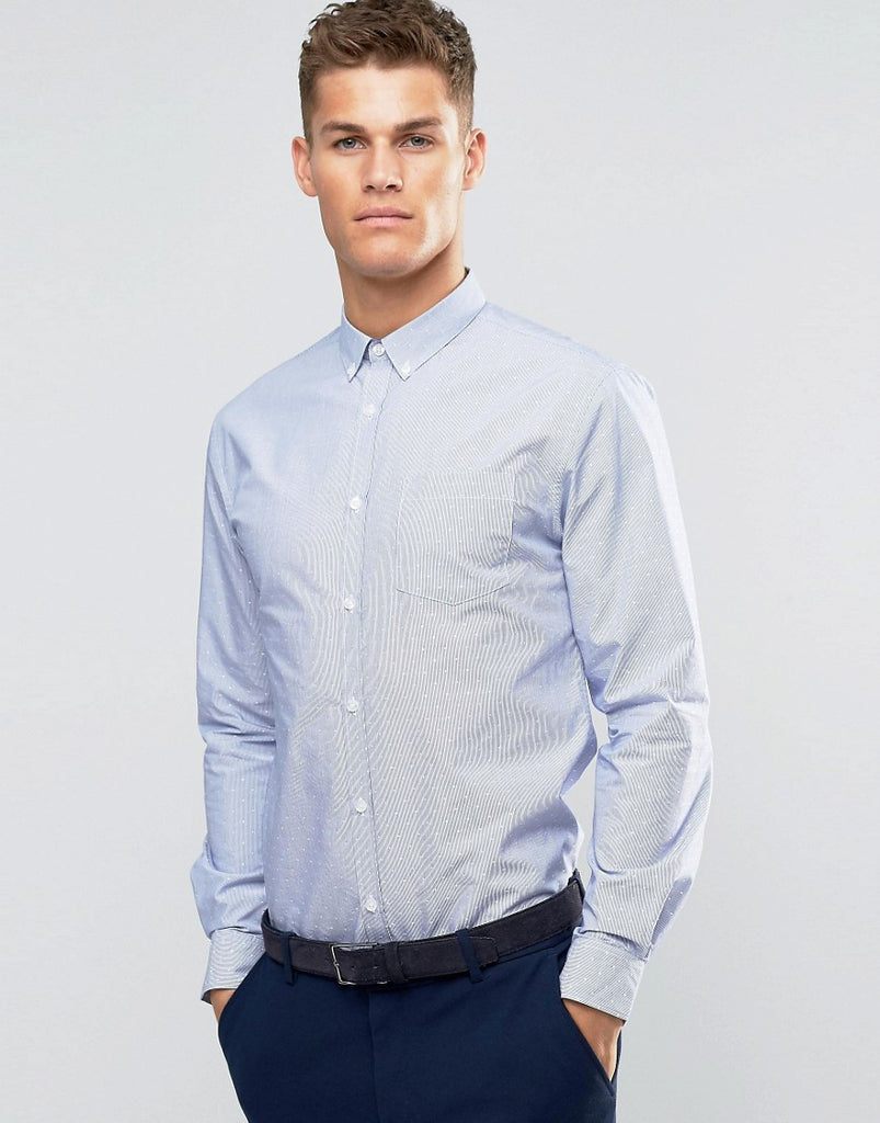 Sliver Eight White Dobby Slim Fit Smart Shirt