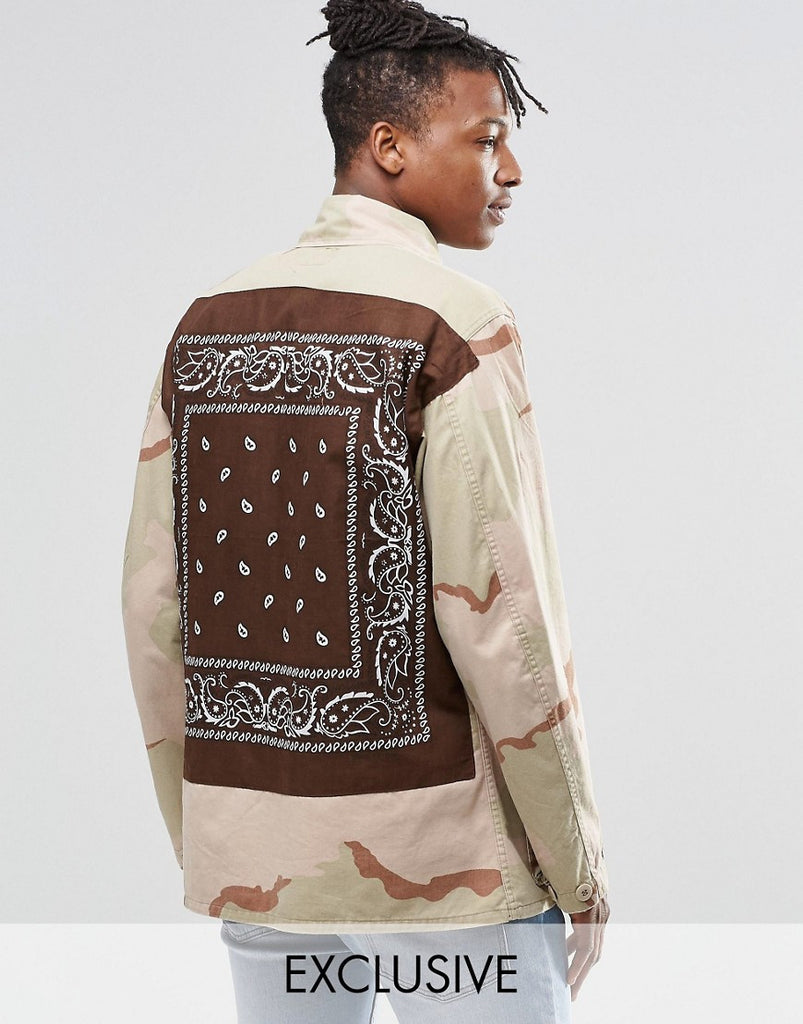 Reclaimed Vintage Military Jacket With Bandana Back Patch