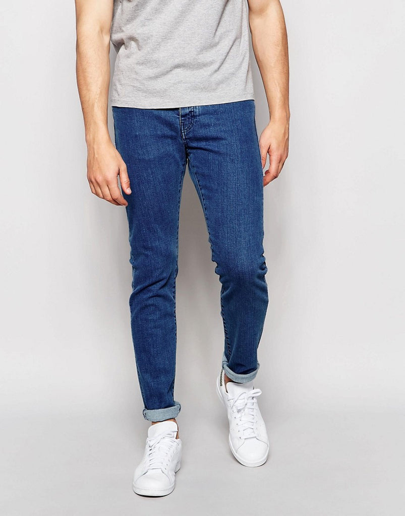 Pull&Bear Slim Jeans in Mid Wash Blue