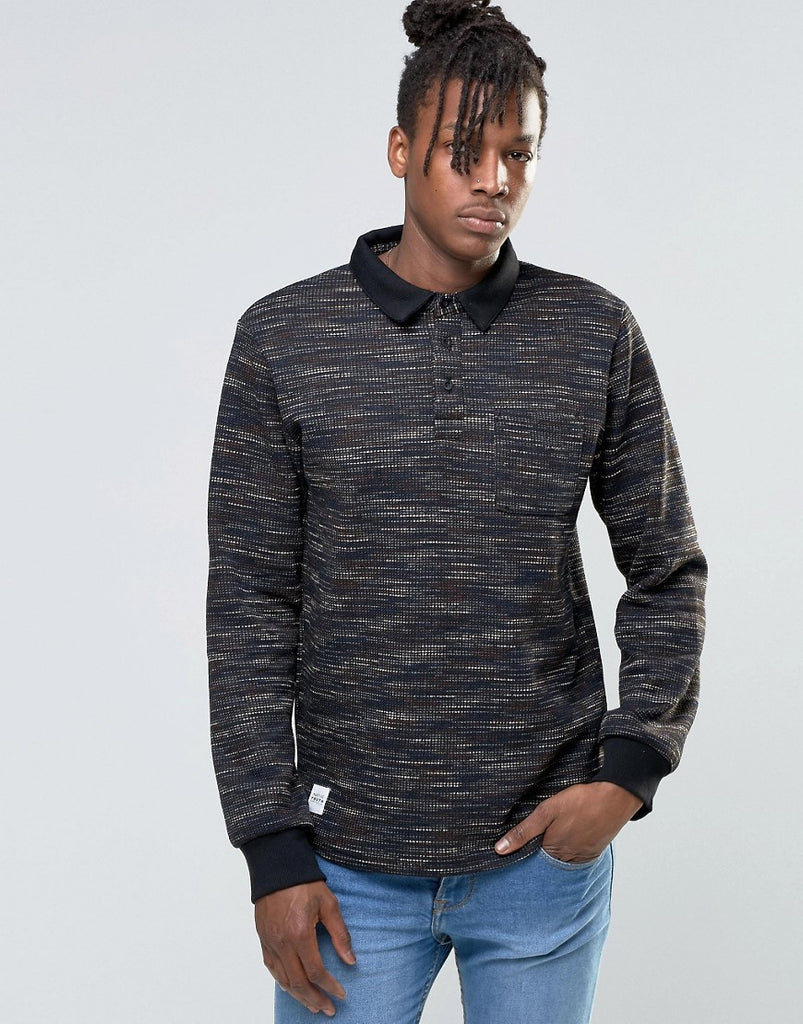 Native Youth Long Sleeve Loopback Space Dye Polo Shirt
