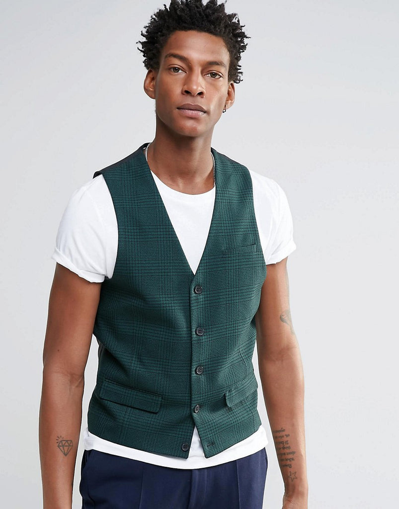 ASOS Vest In Green Check