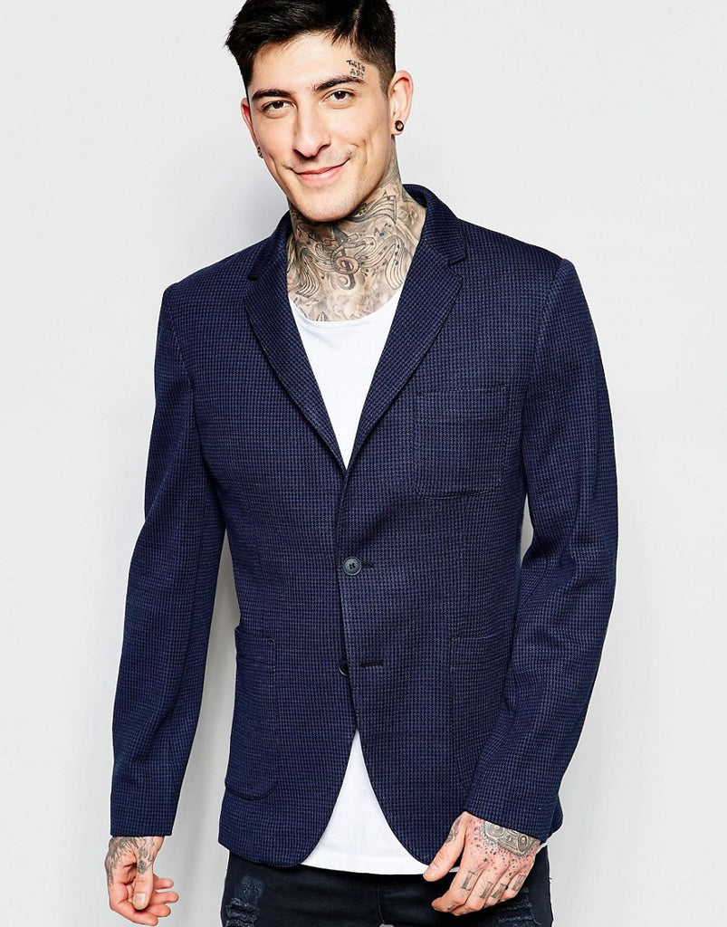 Sisley Cotton Blazer in Houndstooth