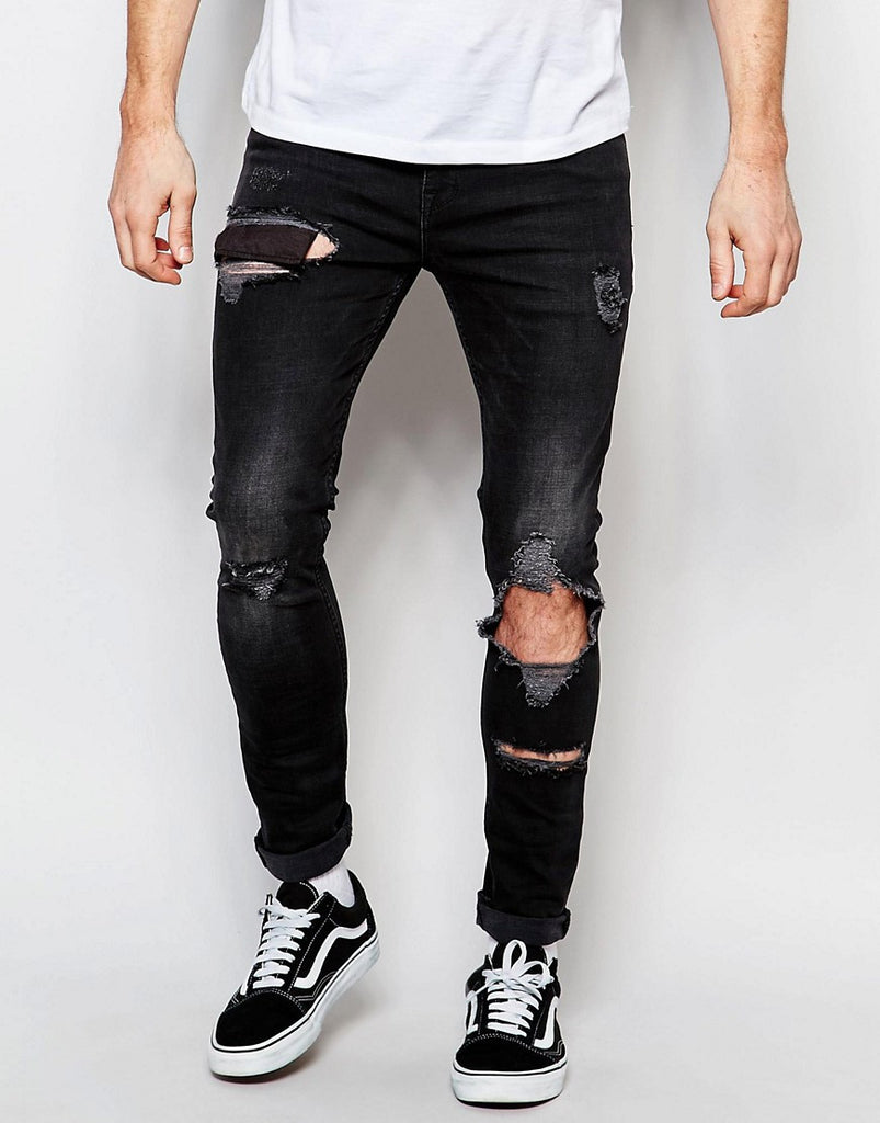 ASOS Super Skinny Jeans With Open Rips