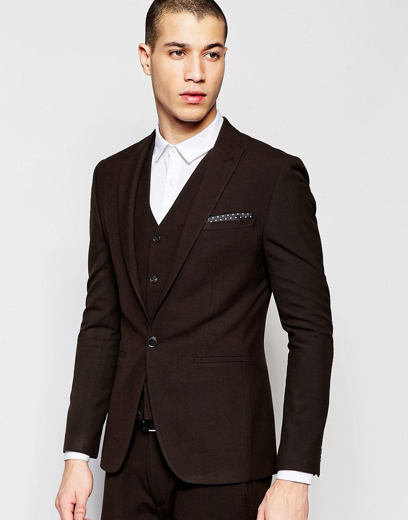 ASOS Super Skinny Suit Jacket In Brown