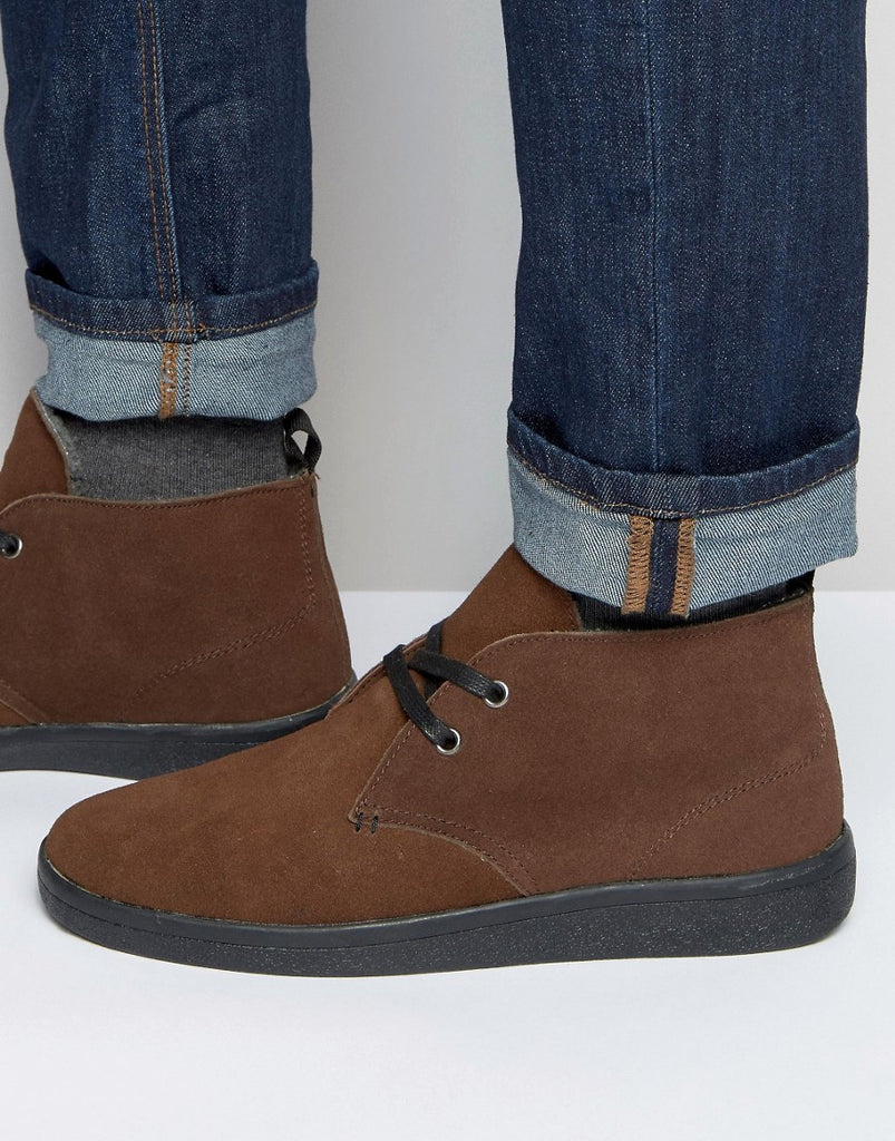 Bellfield Fleece Lined Chukka Boot In Brown Suede