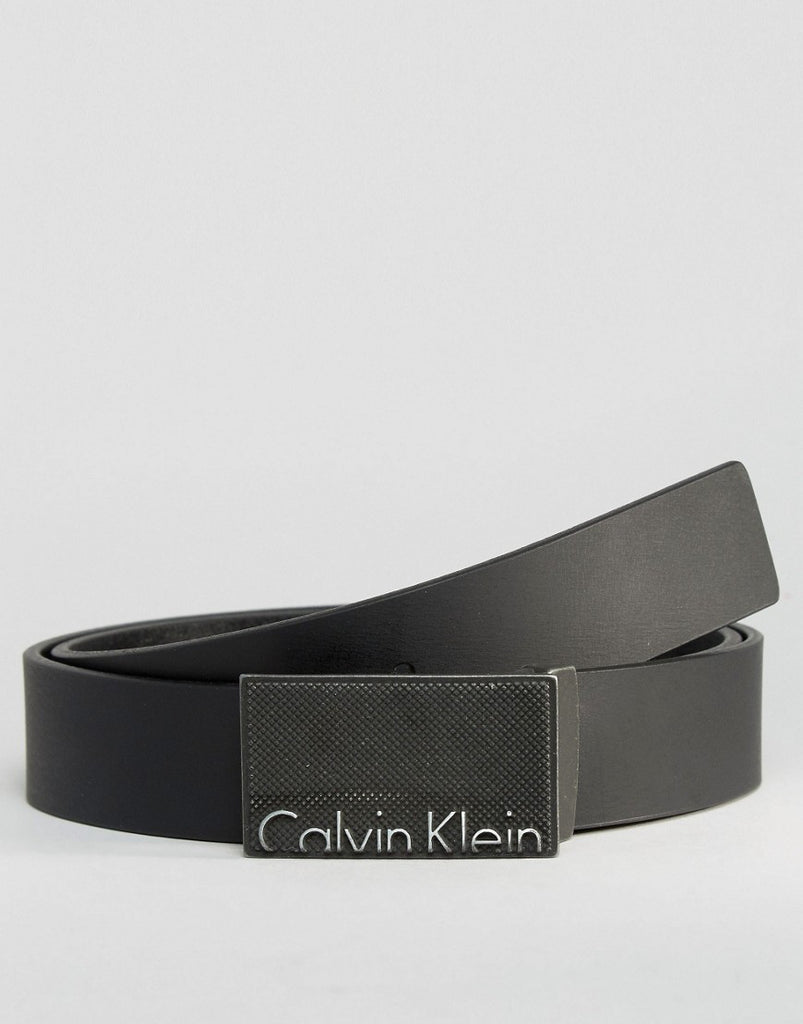 Calvin Klein CK Void Logo Adjustable Leather Belt
