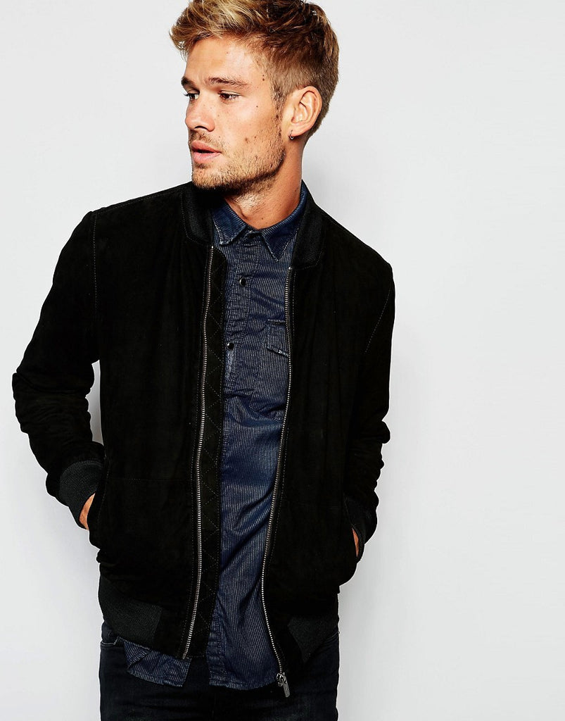 Pepe Suede Bomber Jacket Claus Slim Fit