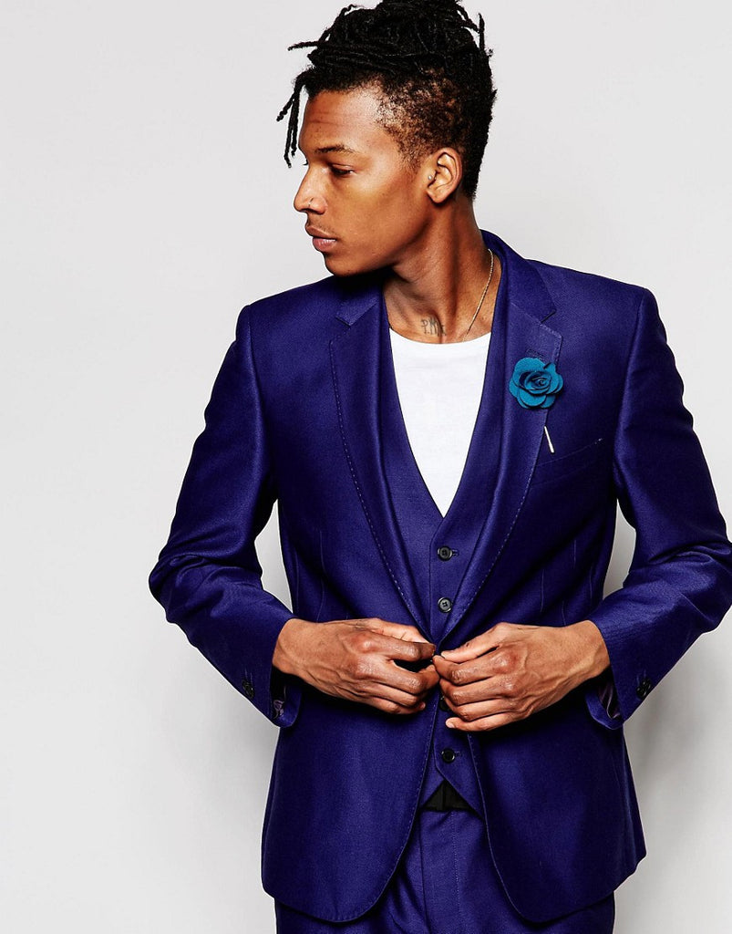 Rudie Slim Fit Textured Blue Suit Jacket