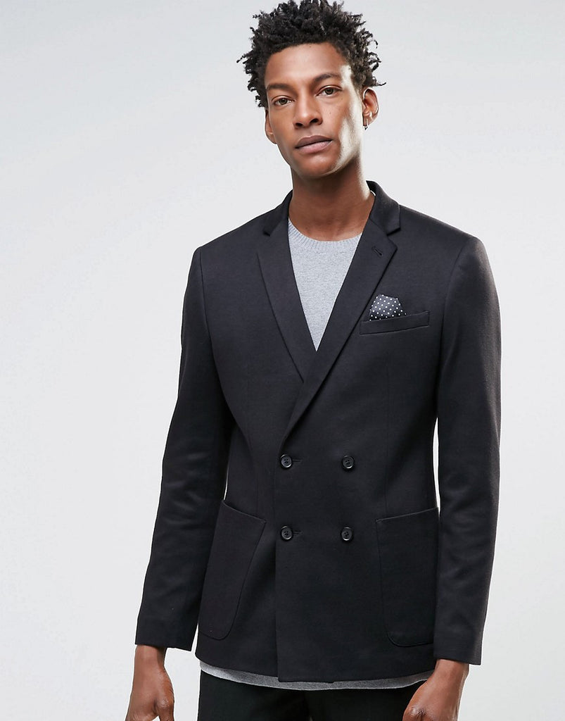 ASOS Skinny Double Breasted Blazer In Jersey