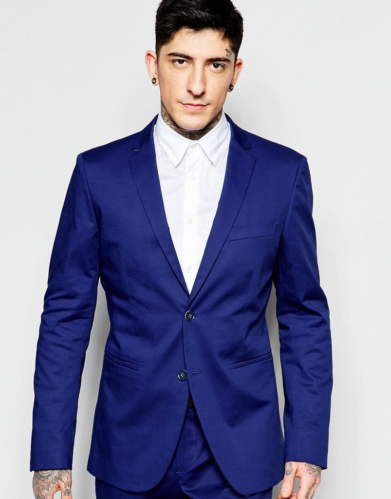 Sisley Slim Fit Suit Jacket in Cobalt Blue