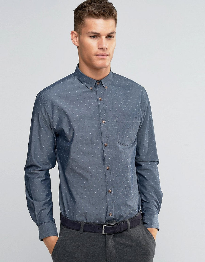 Silver Eight Charcoal Dobby Slim Fit Smart Shirt