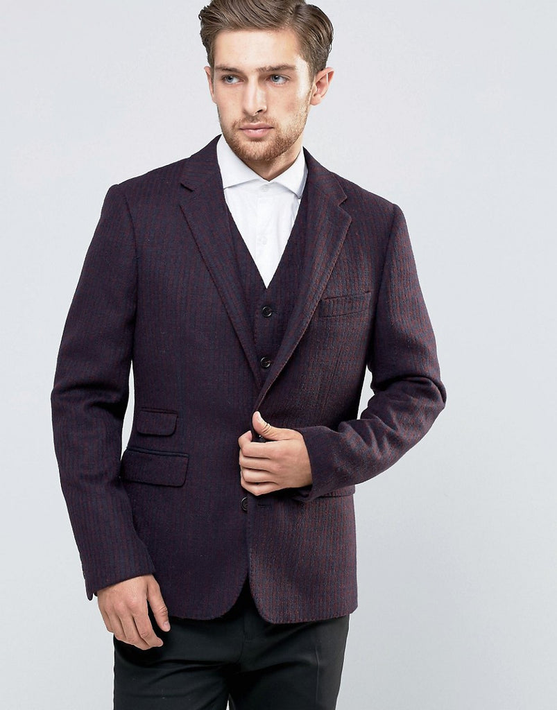 Feraud Heritage Premiun Wool Brown Herringbone Blazer
