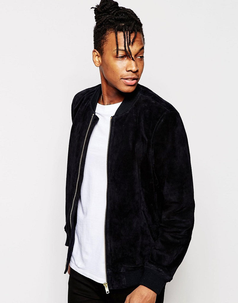 Barney's Slim Fit Suede Bomber Jacket