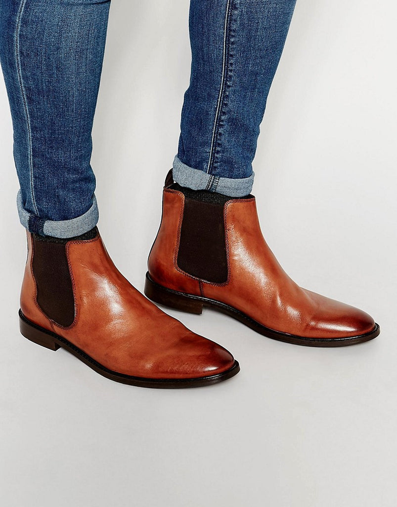 Dune Chelsea Boot In Tan Leather