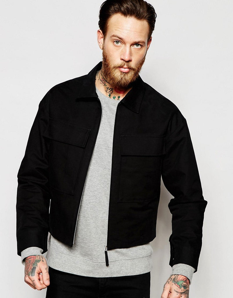 ASOS Military Jacket With Chest Pockets In Black