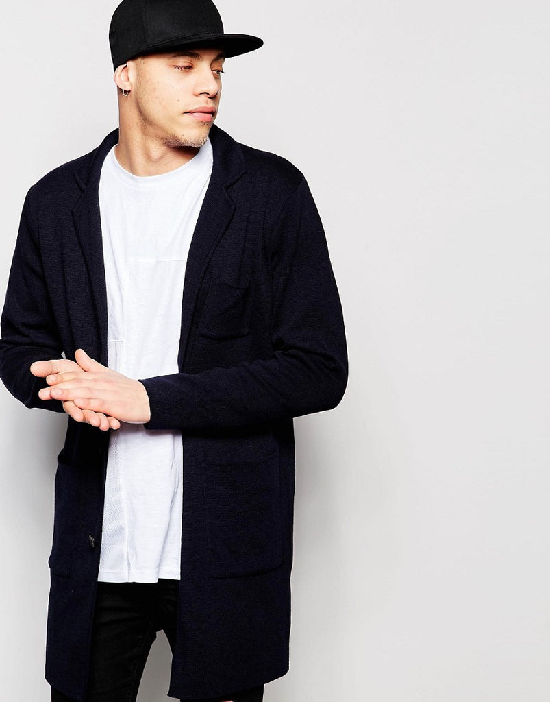 ASOS Knitted Jacket in Navy