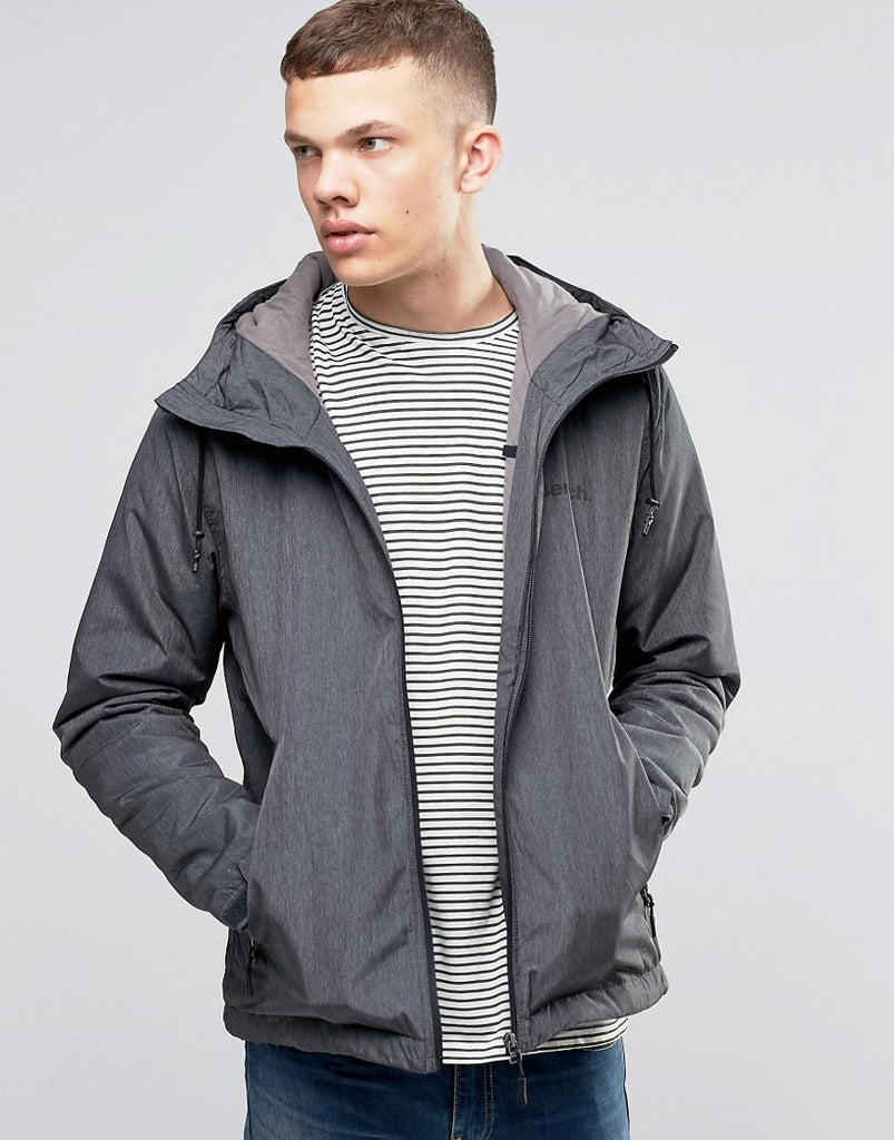 Bench Zip Through Lightweight Jacket with Hood in Black