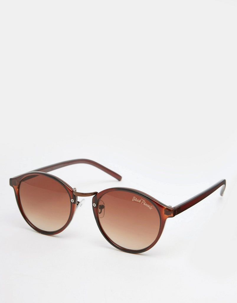 Black Phoenix Round Sunglasses In Brown