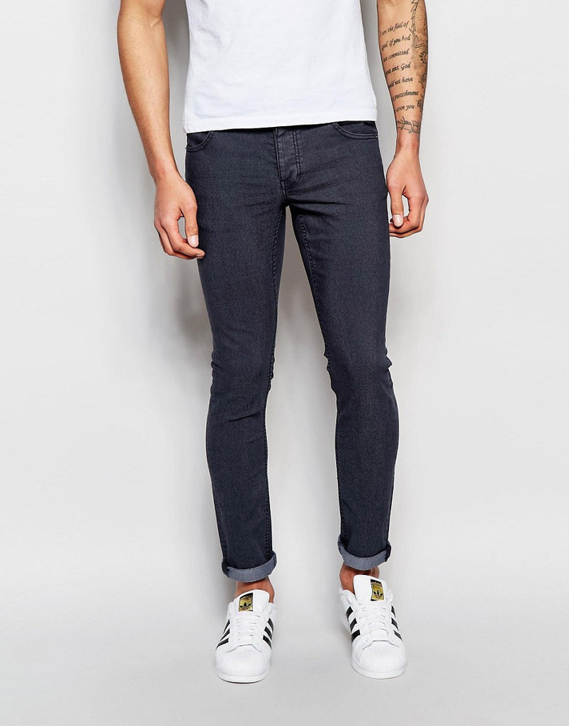 Solid Skinny Fit Stretch Jeans in Indigo
