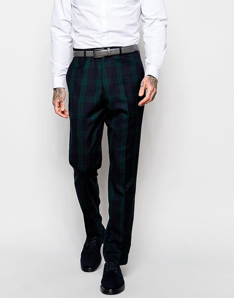 Devils Advocate Black Watch Green Check Suit Pants