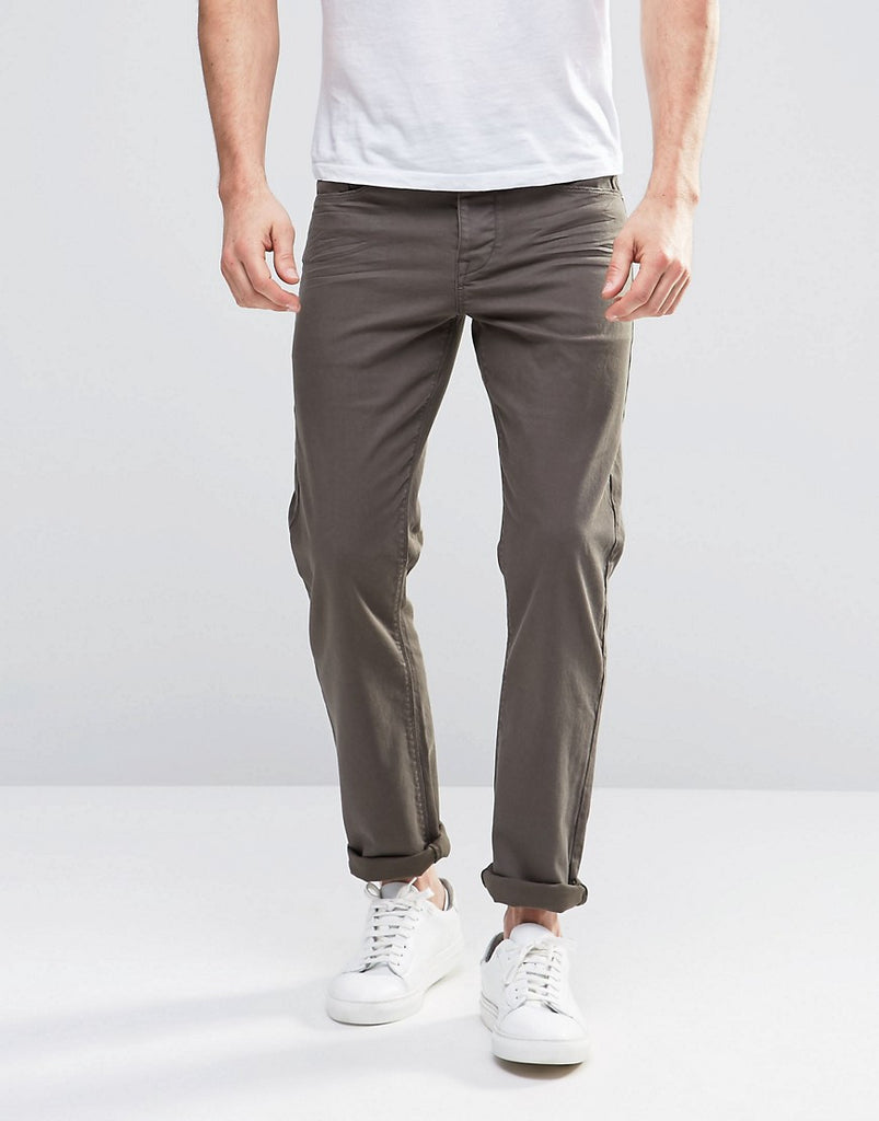 ASOS Stretch Slim Jeans In Khaki