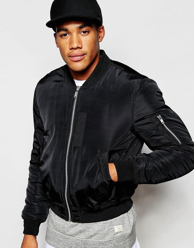 ASOS Cropped Bomber Jacket In Black