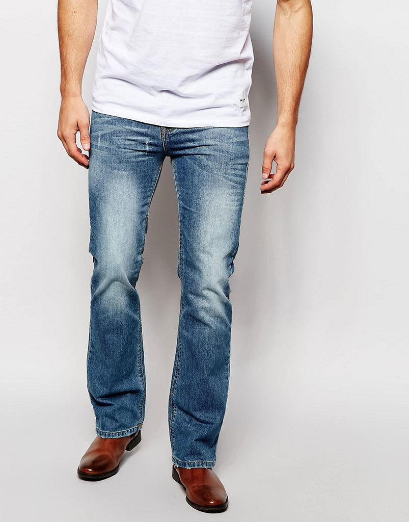 ASOS Bootcut Jeans In Mid Blue