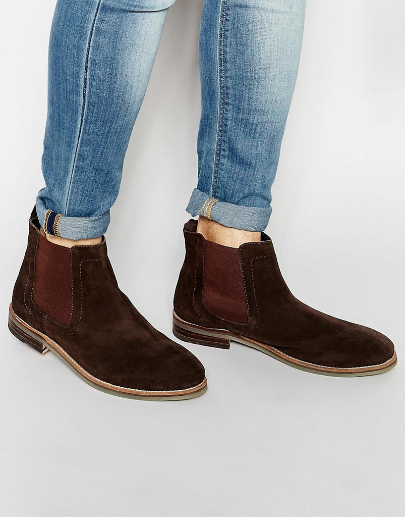 Dune Chelsea Boot In Brown Suede