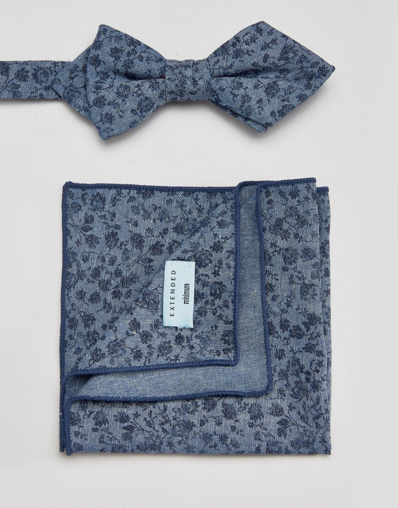 Minimum Bow Tie And Pocket Square Set In Floral